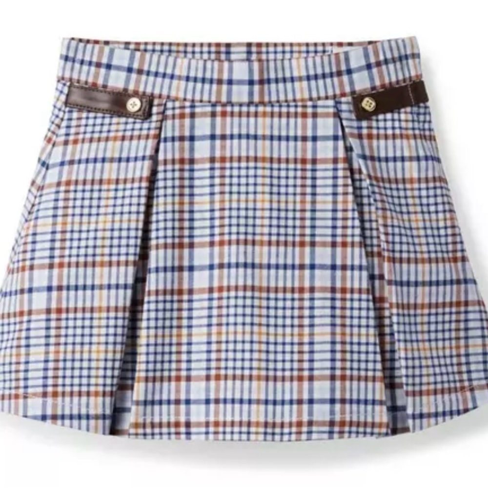 Janie & Jack Moonlight Blue Brown Plaid Schoolgirl Skirt Preppy Pleated 3 - Picture 1 of 9